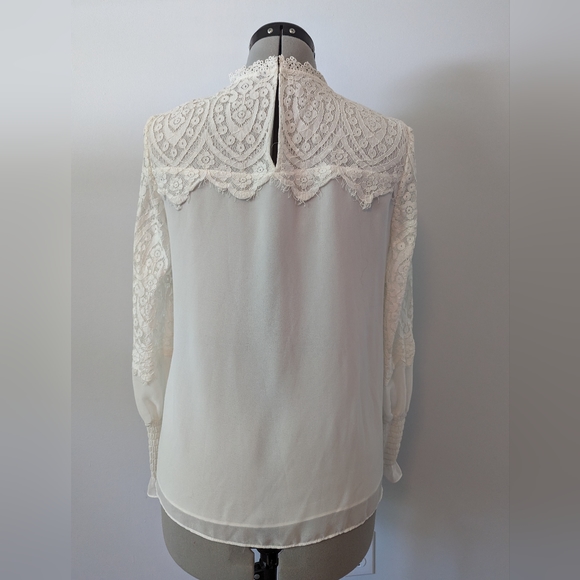WHBM white high neck lace blouse - Picture 3 of 4